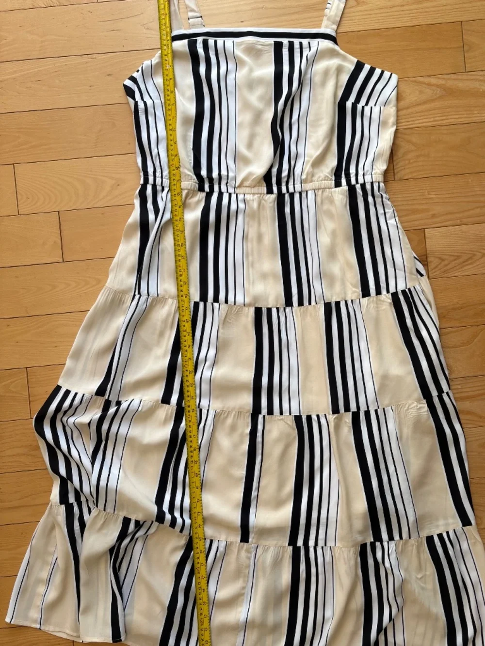 Lane Bryant Sz 18 Butter Yellow, Black and White Stripe Flowy Maxi Dress - Picture 12 of 16